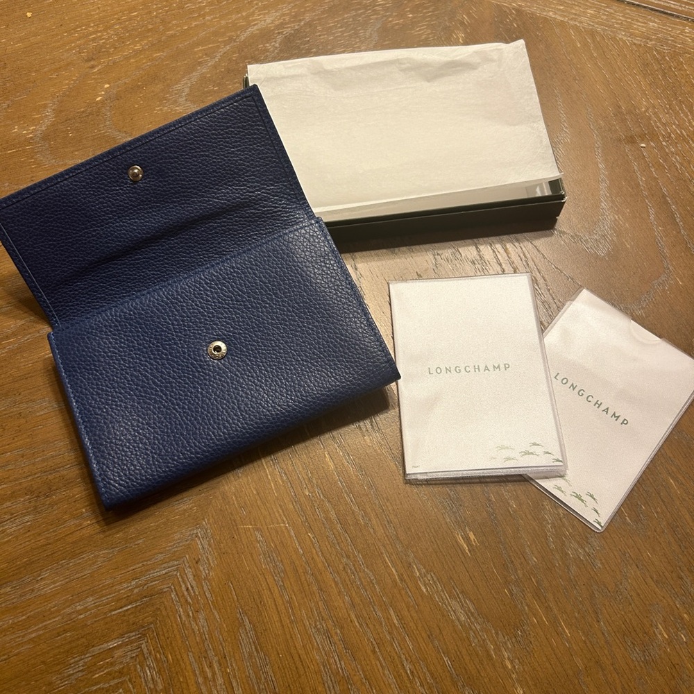 Longchamp Le Foulonne Blue Grained Leather Wallet - Picture 6 of 7